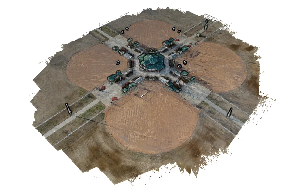 Example aerial photogrammetric reconstruction of a real-world environment